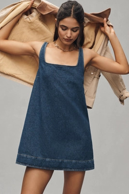 Reformation Myla Sleeveless Square-Neck Denim Mini Dress | Anthropologie (US)
