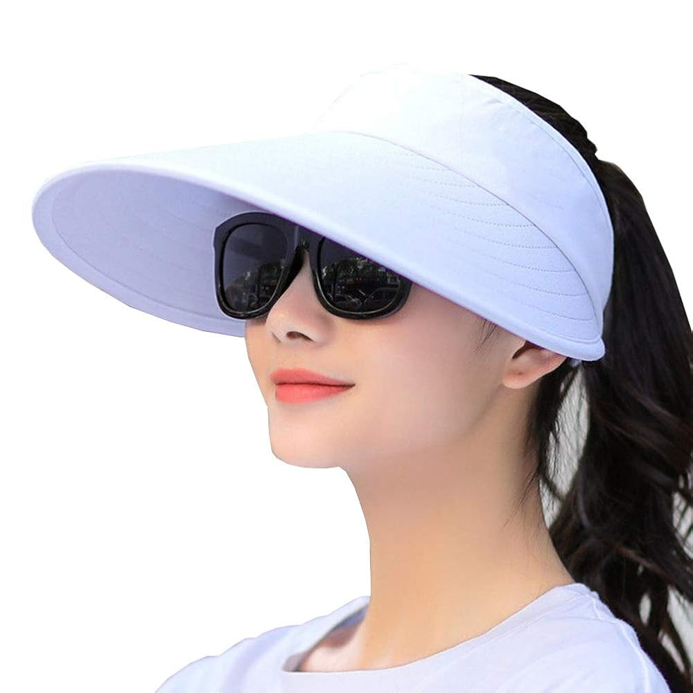 Sun Visor Hats Women Large Brim Summer UV Protection Beach Cap | Amazon (US)
