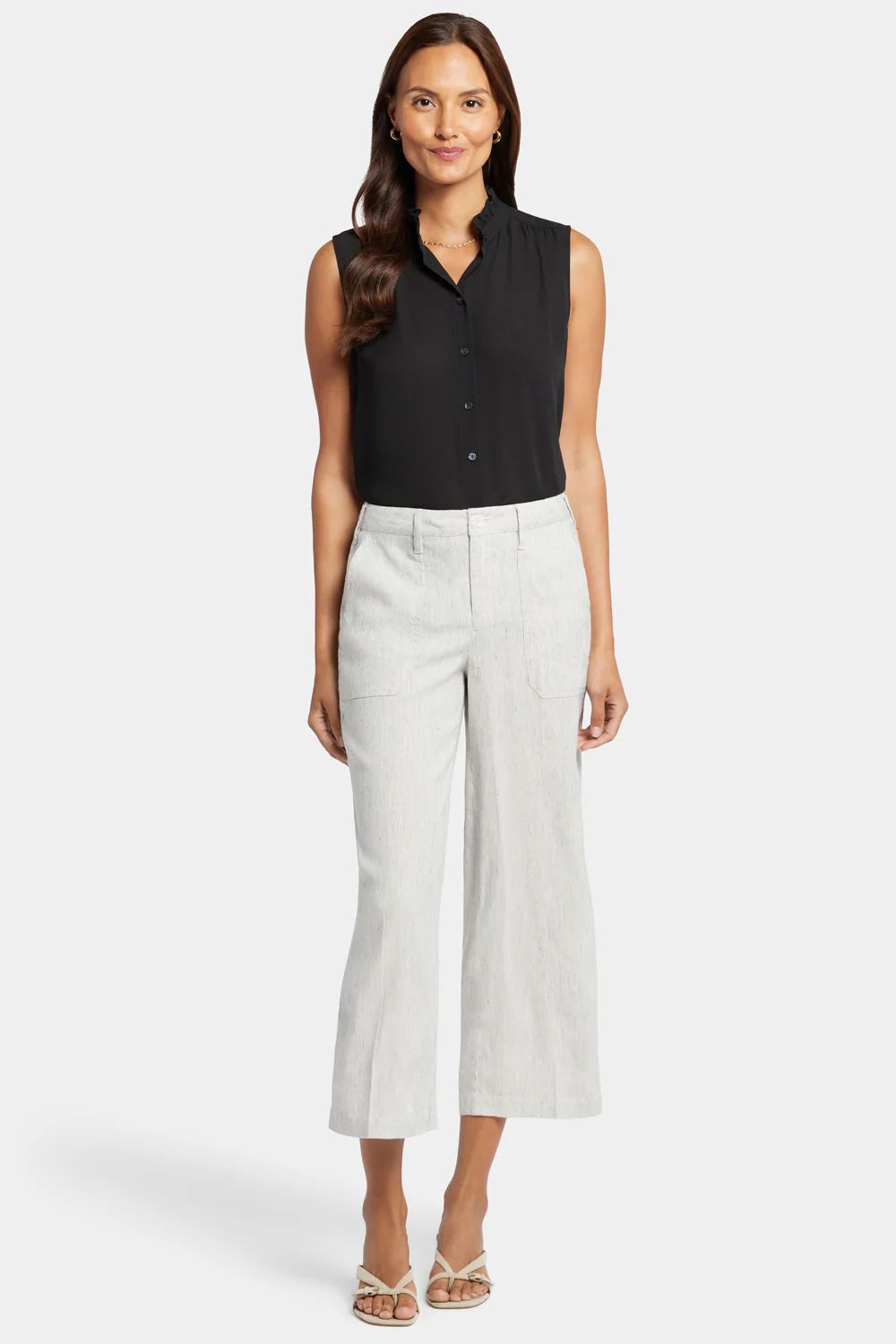 Wide Leg Cargo Capri Pants - Slubby Stripe | NYDJ