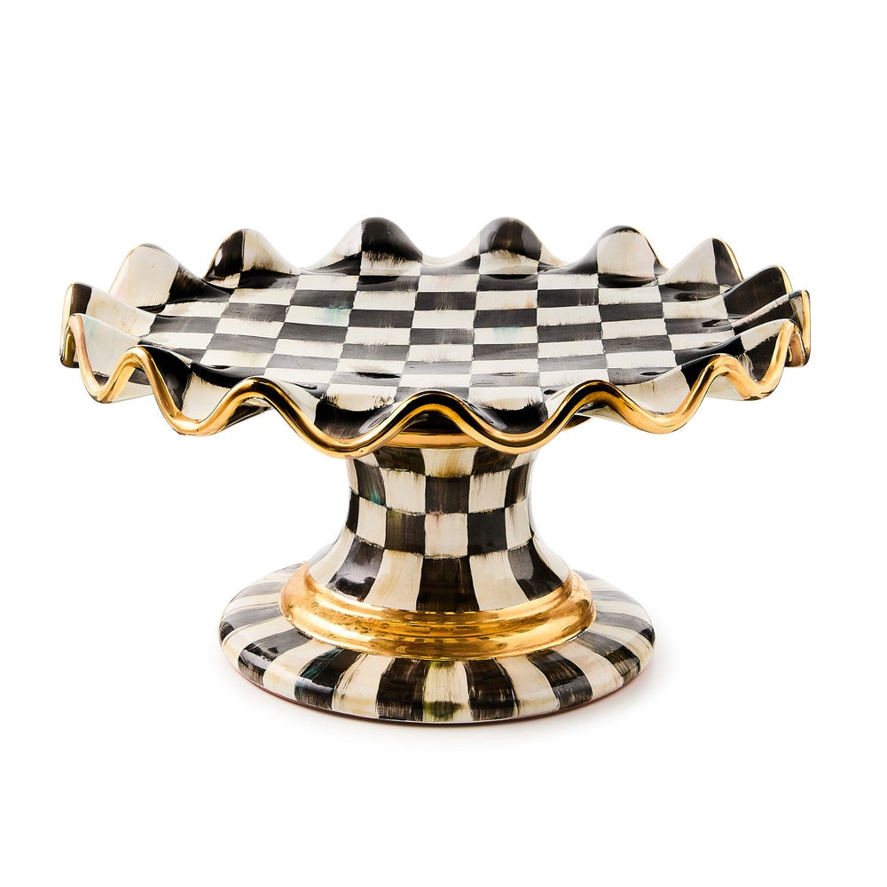 Courtly Check Ceramic Fluted Cake Stand | MacKenzie-Childs