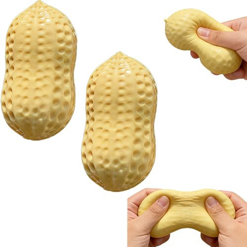 Peanut Squishy Toy - 2026 New Crunchy Squishy Toy Slow Rebound, Simulated Peanut Fruit Squeezing Toy Slow Rebound, Silicone Stress Ball for Adults Anxiety Relief (2PCS) | Amazon (US)