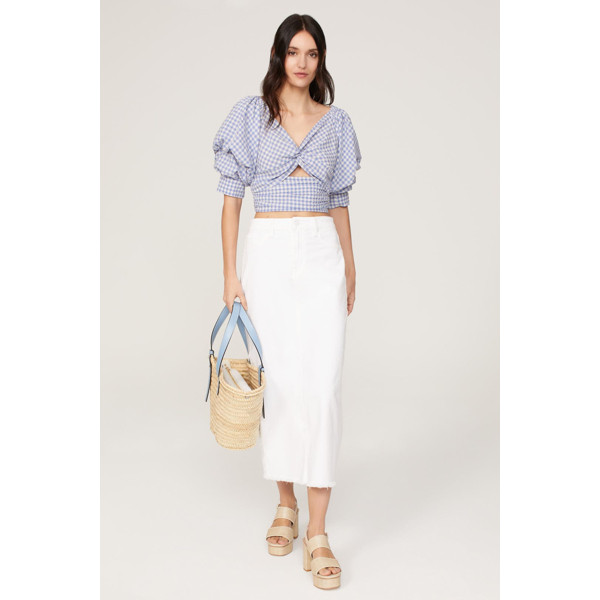 Louna Puff Sleeve Crop Top Blue-print | Rent the Runway