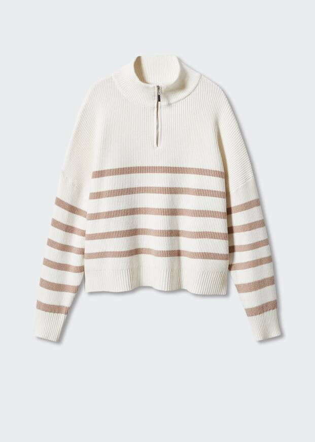 Striped sweater with zipper -  Women | Mango USA | MANGO (US)