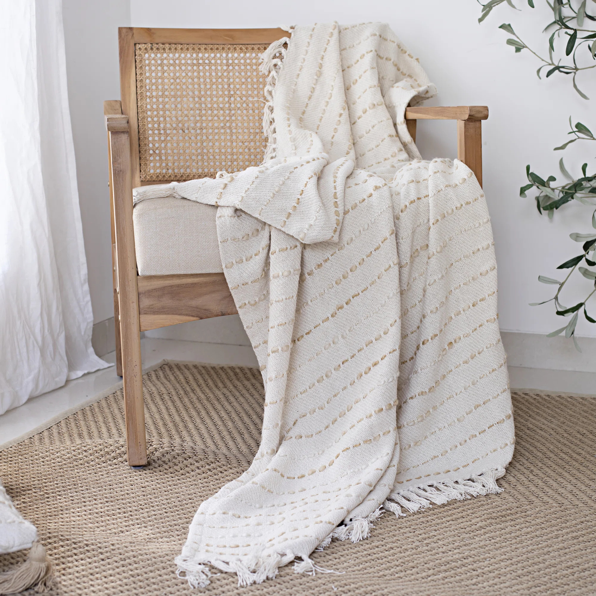 Deep Ombre Striped Handmade Woven Throw Blanket with Fringe | Wayfair North America