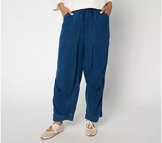 Peace Love World Regular Pull On Ankle Length Denim Pants - QVC.com | QVC