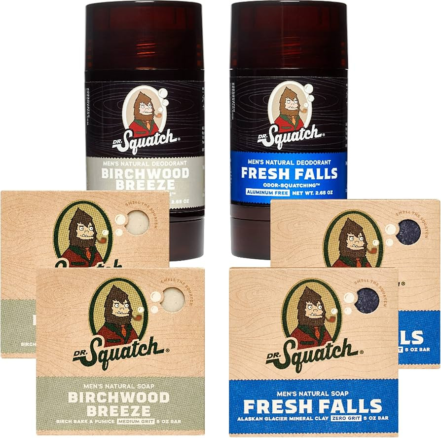 Dr. Squatch Manly Soap and Deodorant Variety Pack - Handmade with Organic Oils, Aluminum-Free - B... | Amazon (US)