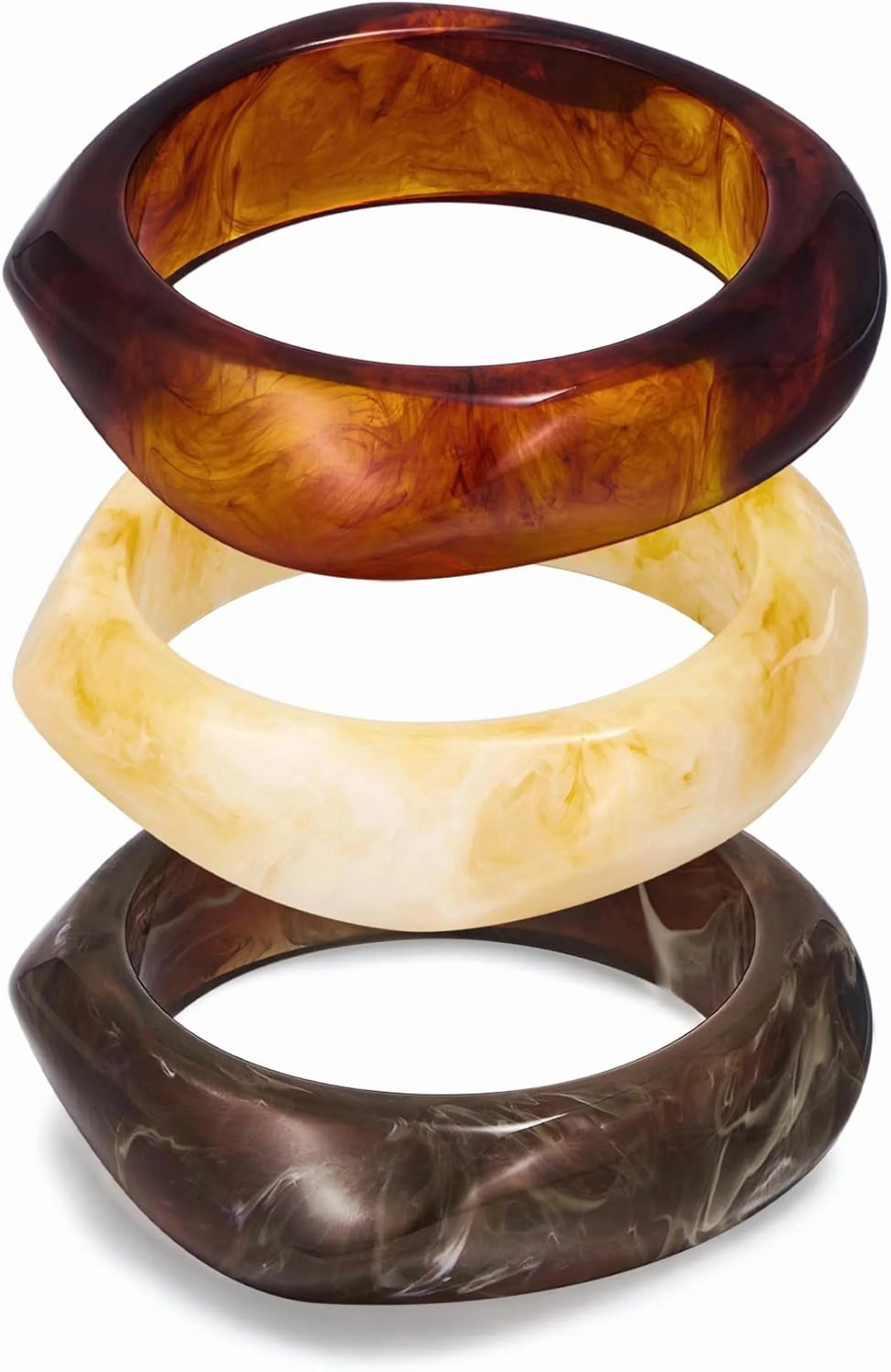 3pcs Colorful Resin Acrylic Bangle Bracelets Set for Women Wide Chunky Acrylic Bracelets Stackabl... | Walmart (US)