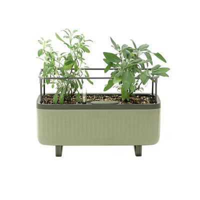 Vego Garde Self-Watering Herb Planter Box with Trellis Indoor Outdoor Rectangular Planter Pot Sage Green 7.3"x17.5"x10.5" | Target
