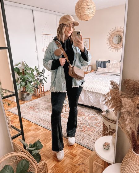 Comfy casual outfit - black flare leggings (or yoga pants), black pullover hoodie, denim shacket, Amazon sherpa baseball cap

Midsize fashion, amazon fashion finds, simple outfit


#LTKFind #LTKstyletip #LTKSeasonal