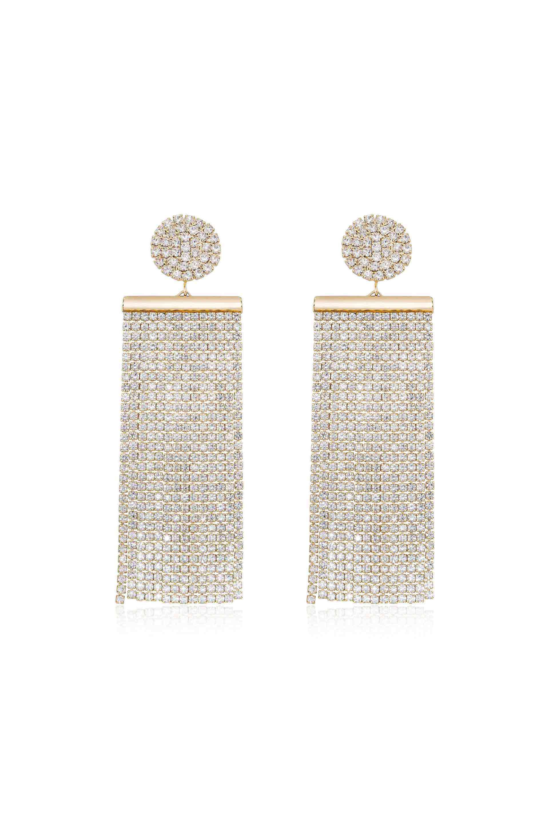 All the Movement Crystal Fringe 18k Gold Plated Earrings | Ettika