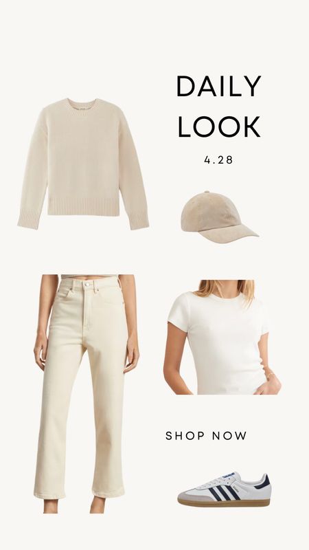 Daily Look 4.28 | Repeat for a day at the zoo! Ivory sweater around the waist, white tee, ecru jeans, adidas samba sneakers. 

mom style
Spring outfit
Minimal style
Capsule style
Capsule wardrobe
Ecru denim 
Weekend look



#LTKfindsunder50 #LTKstyletip #LTKSeasonal