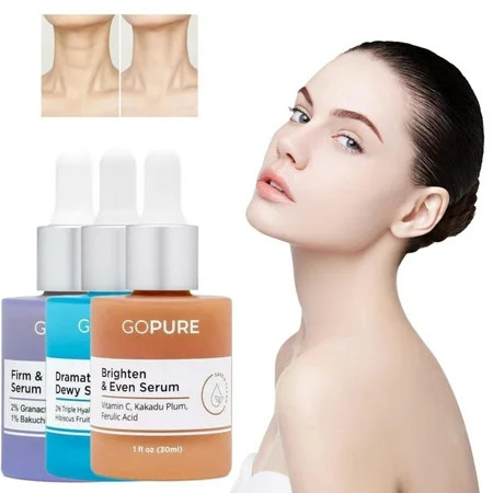 Gopure beauty Serum for Face GoPure Power Serum Trio Set Radiant Vitamin C Serum Hydrating Hyaluronic Acid Serum Bakuchiol and Retinol Serum for Visibly Brighter Moisturized and Firmer Looking Skin | Walmart (US)