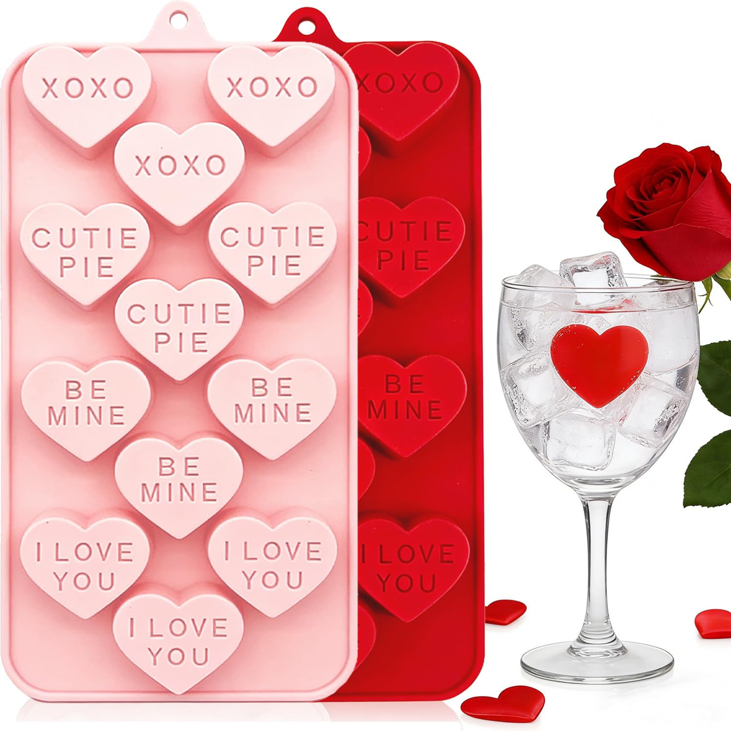 Conversation Heart Silicone Mold 2Pcs Valentines Silicone Molds Heart Chocolate Candy Molds with ... | Amazon (US)