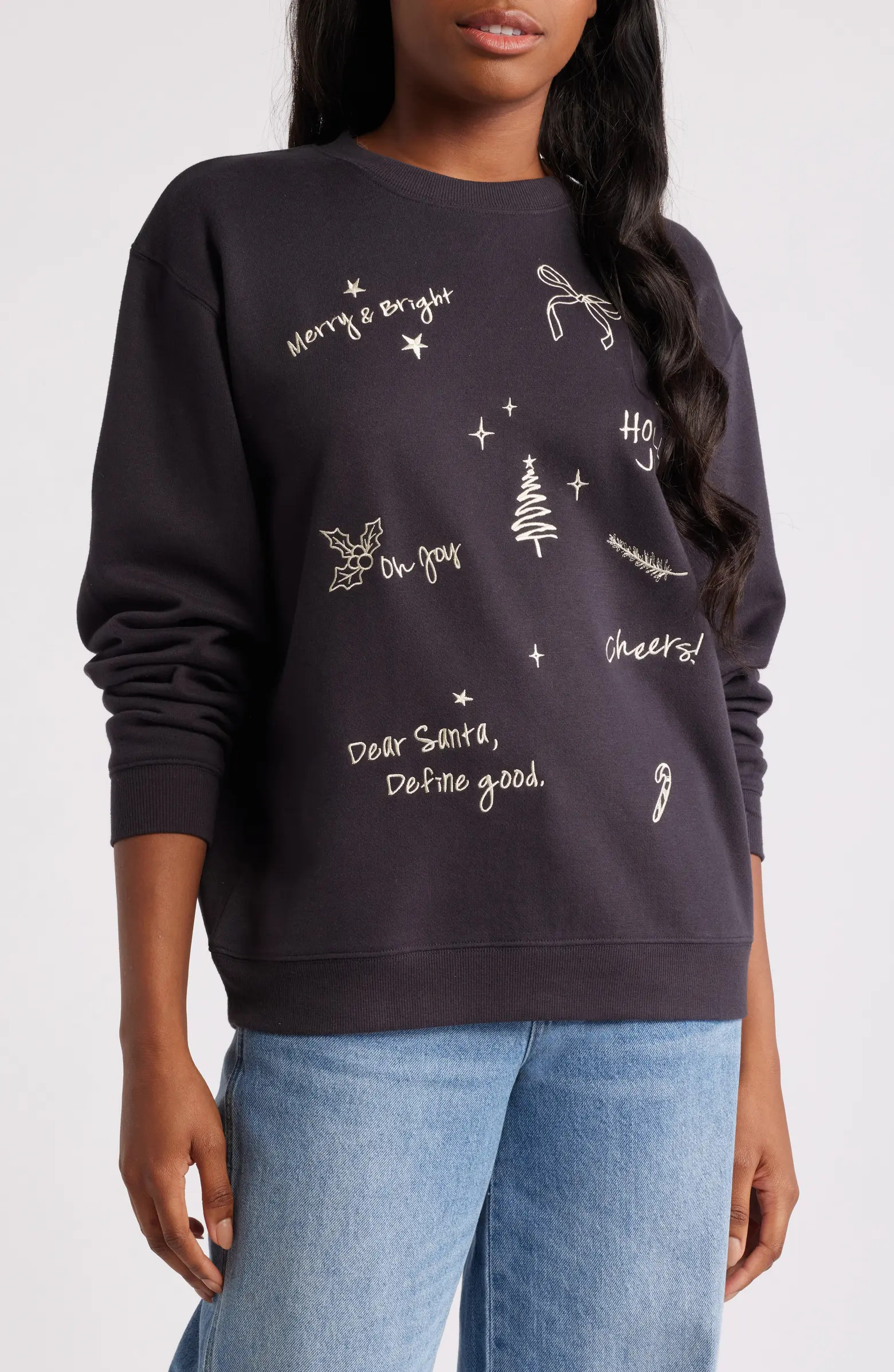 Vinyl Icons Holiday Embroidered Graphic Fleece Sweatshirt | Nordstrom | Nordstrom