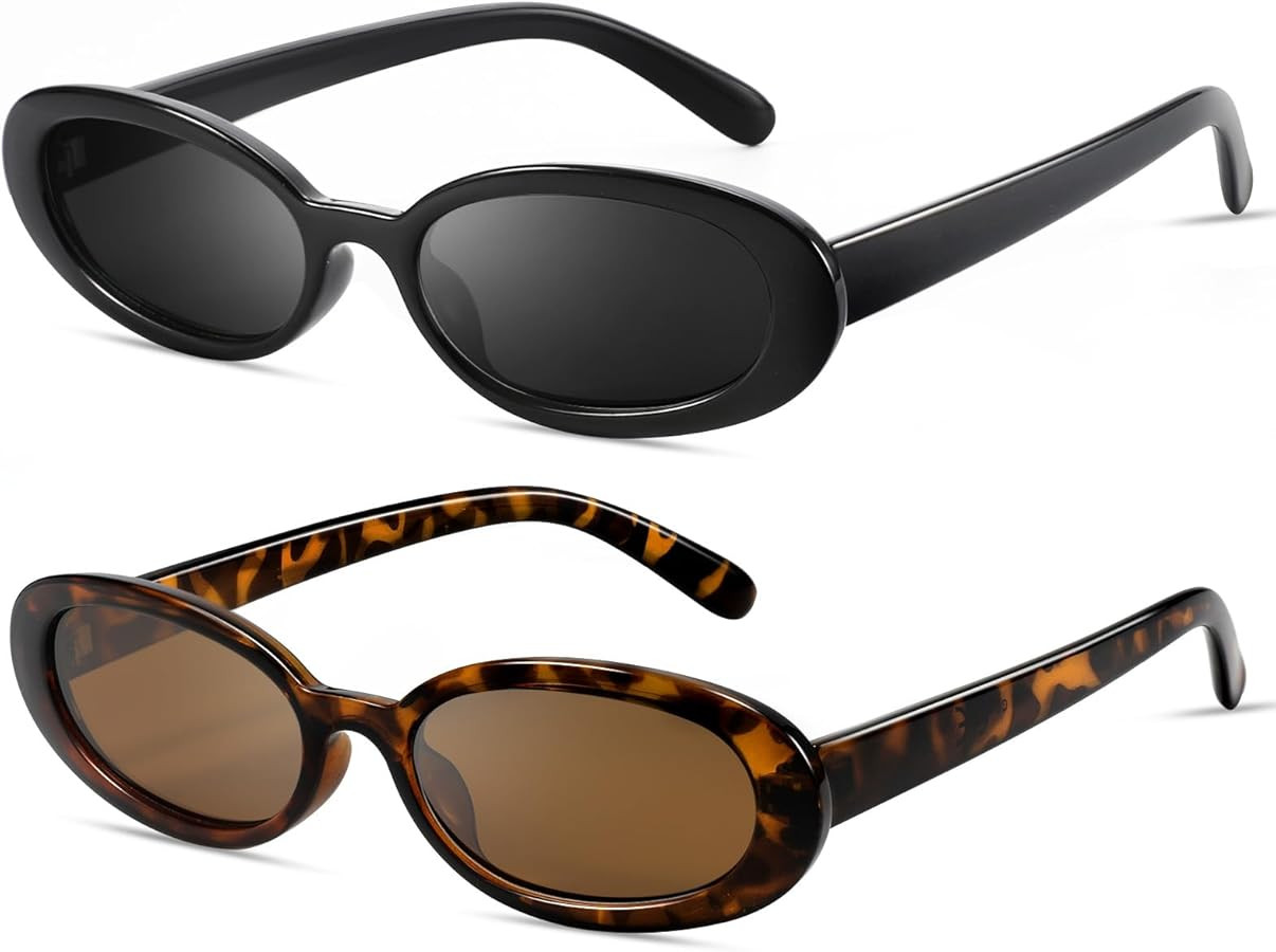 Sunglasses Womens Retro Oval Sunglasses for Women Men Fashion Small Oval Sun Glasses 90s Vintage ... | Amazon (US)