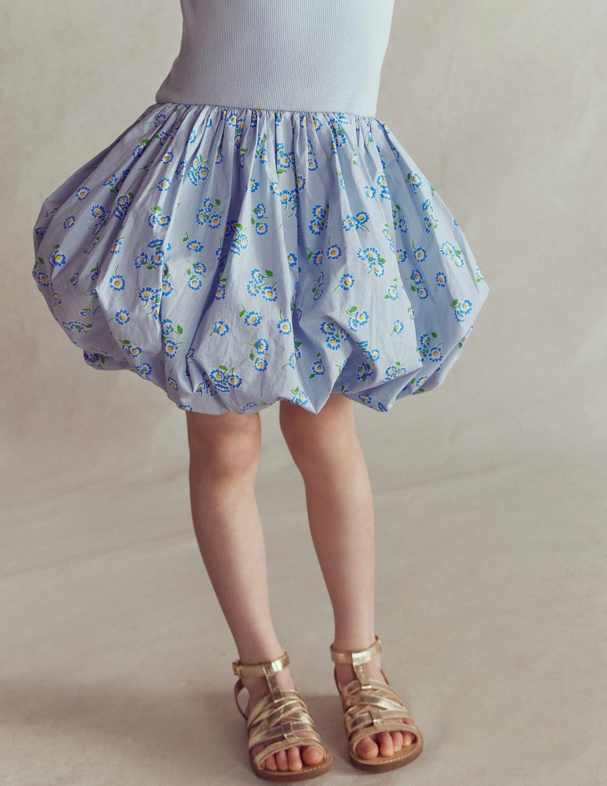 Bubble Hem Rib Dress-Misty Blue Daisy | Boden (US)