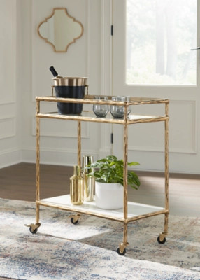 Plattfield Bar Cart, Antique Gold Finish | Ashley Homestore