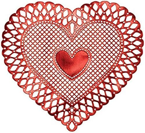 Valentine's Day Metallic Red Vinyl Placemat - Heart Shaped | Amazon (US)