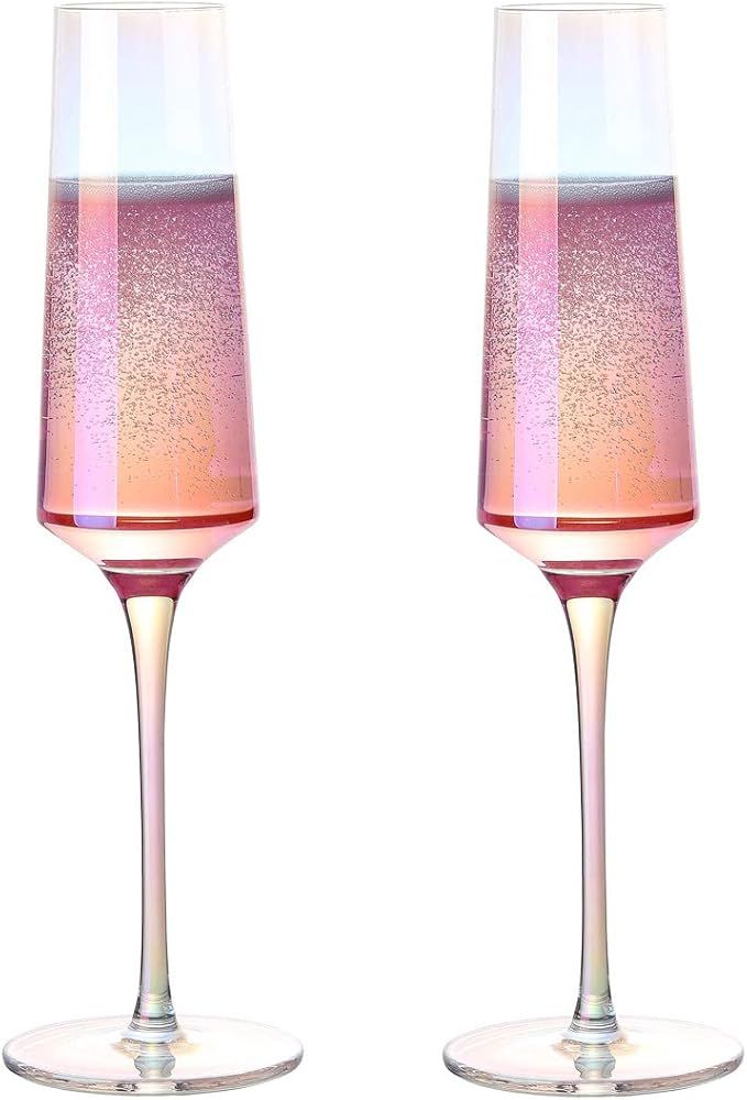 Meichu Modern Champagne Flutes Set of 2,Lead Free Crystal Champagne Glasses, Hand Blown Champagne... | Amazon (CA)