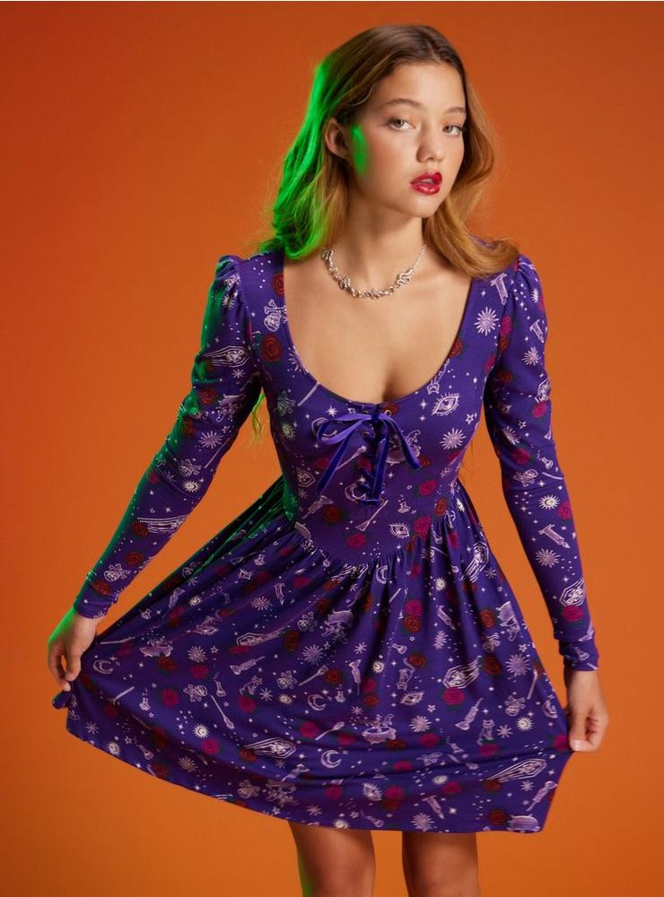 Her Universe Disney Hocus Pocus Icons Lace-Up Dress | Hot Topic