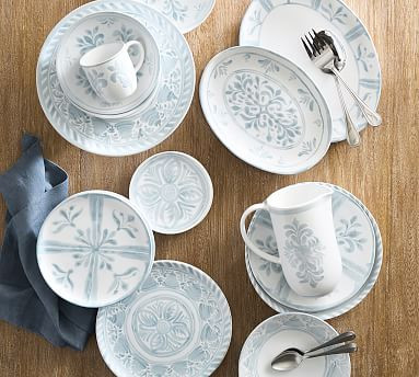 Chambray Tile Dinner Plates - Set of 4 | Pottery Barn (US)