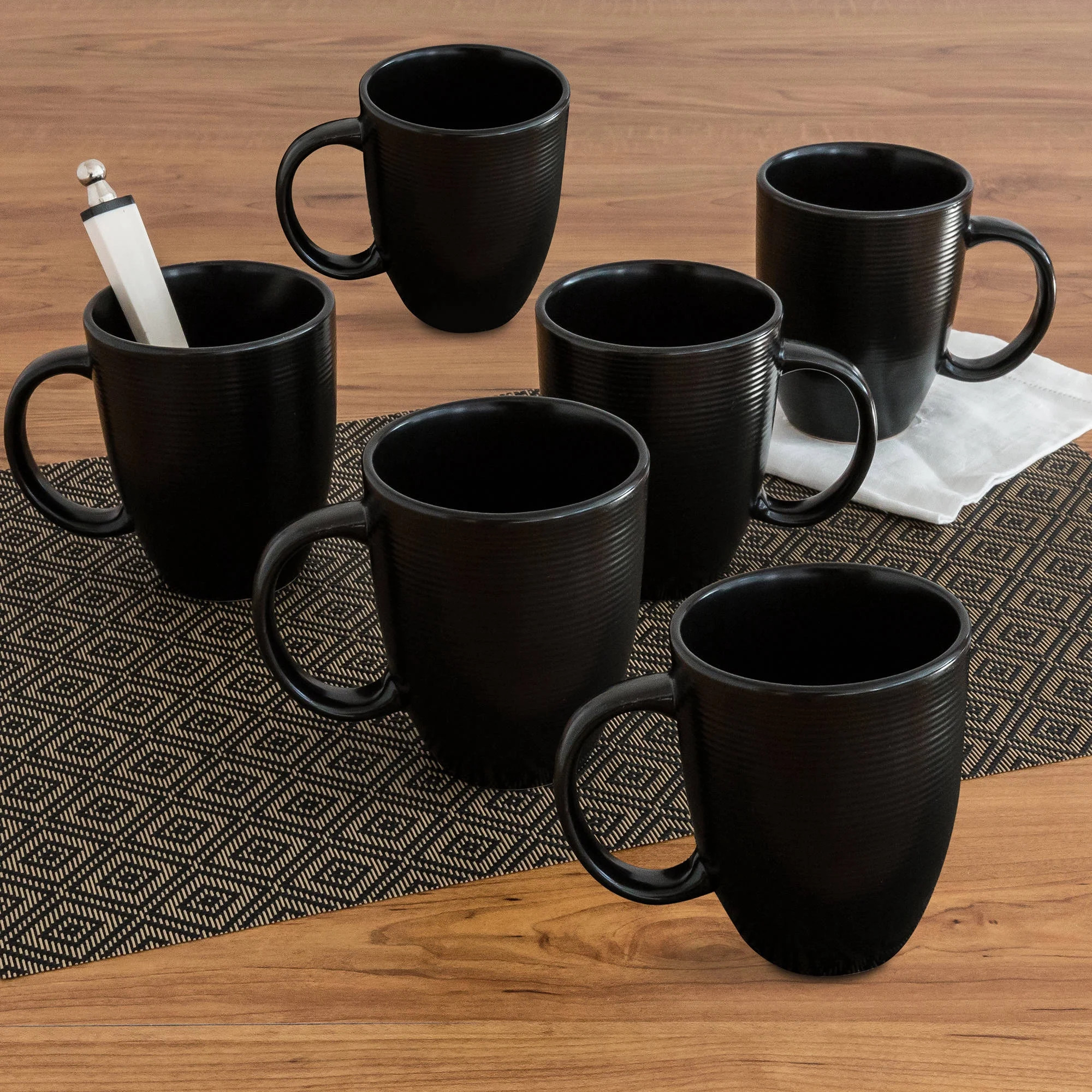 Better Homes & Gardens Matte Swirl Mugs, Black, Set of 6 | Walmart (US)