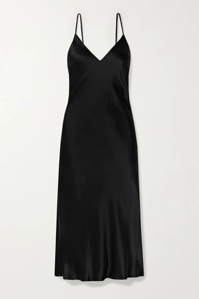 L'Agence - Jodie Silk-satin Midi Dress - Black | NET-A-PORTER (US)