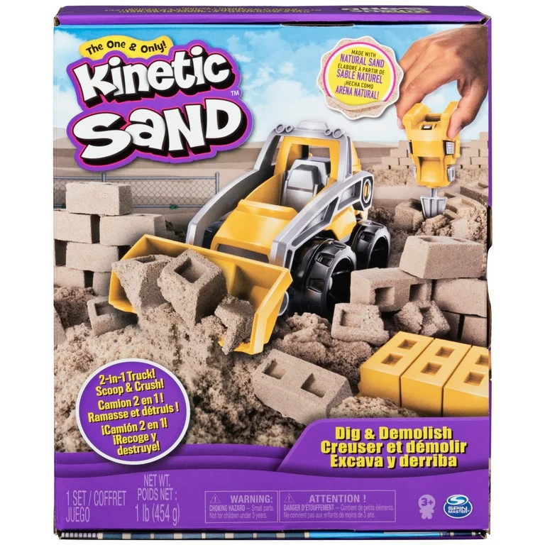 Kinetic Sand, Dig & Demolish Playset with 1lb Kinetic Sand and Toy Truck, Play Sand Sensory Toys ... | Walmart (US)