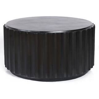 Luxen Home 27.5 in. Black Round Cement Coffee Table WHOF1570 - The Home Depot | The Home Depot