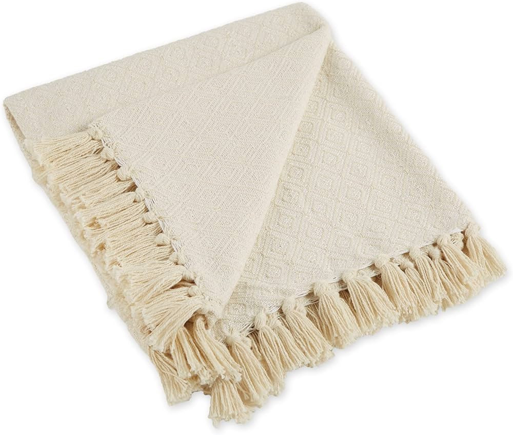 DII Global, Fields of Diamond Woven Throw, 50x60, Natural | Amazon (US)