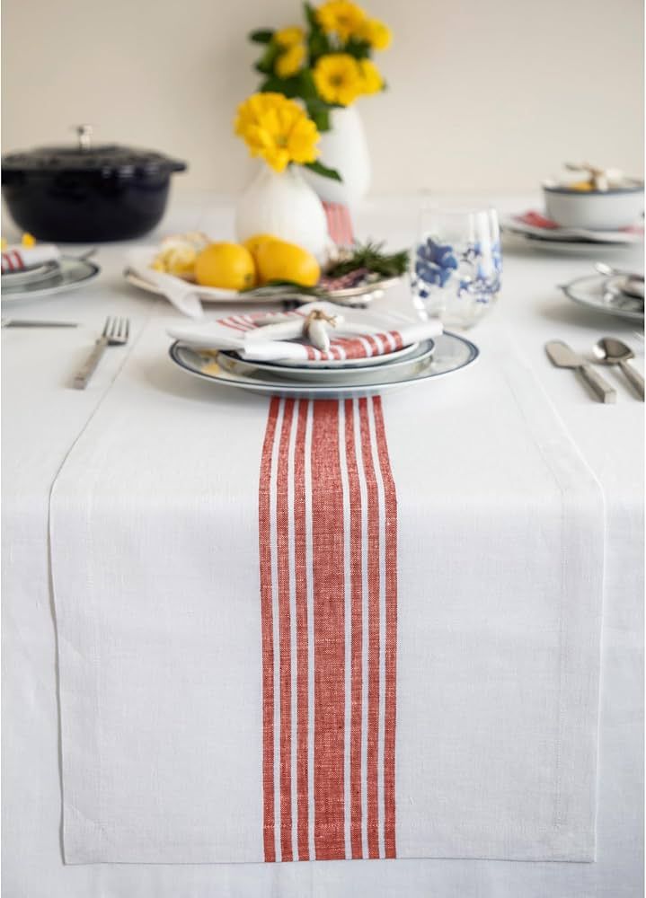 Solino Home Farmhouse Stripe Linen Table Runner 72 inches Long – 100% Pure Linen 14 x 72 Inch T... | Amazon (US)