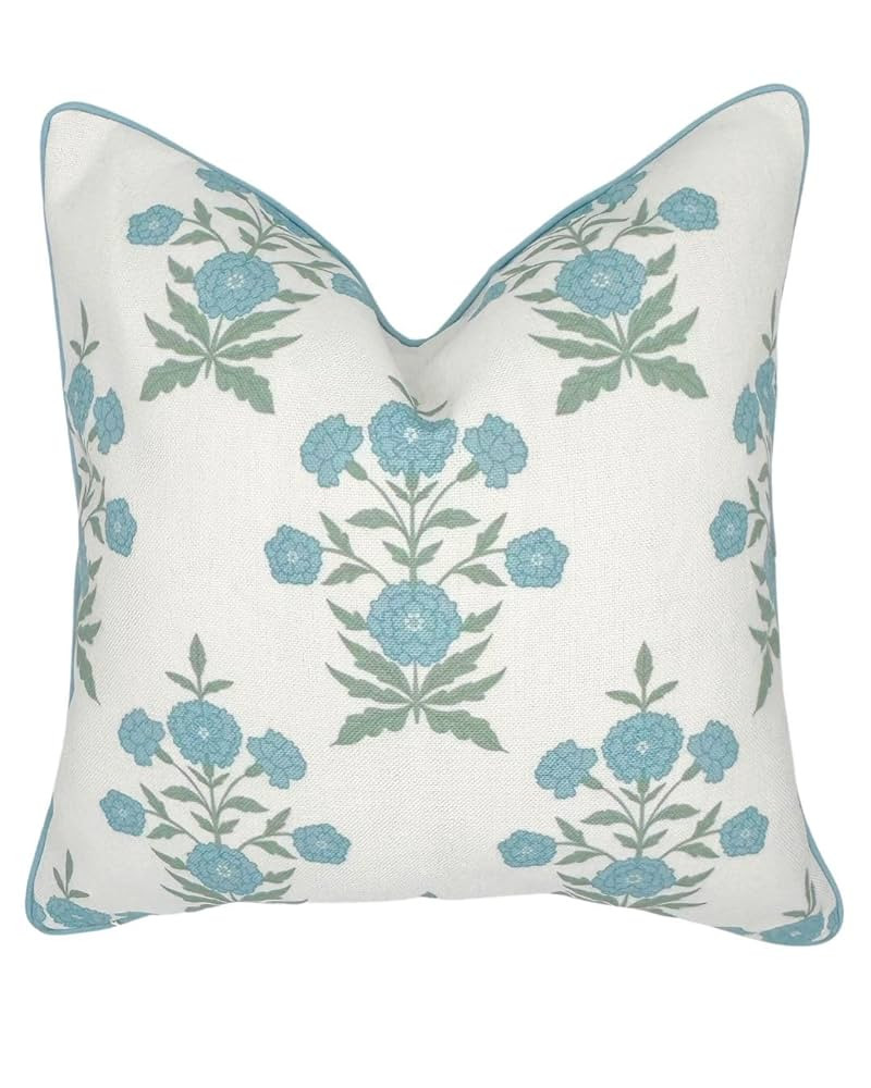 Amelia 20" x 20" Floral Throw Pillow Cover Blockprint 50 cm x 50 cm Grandmillennial Home Decor (2... | Amazon (US)