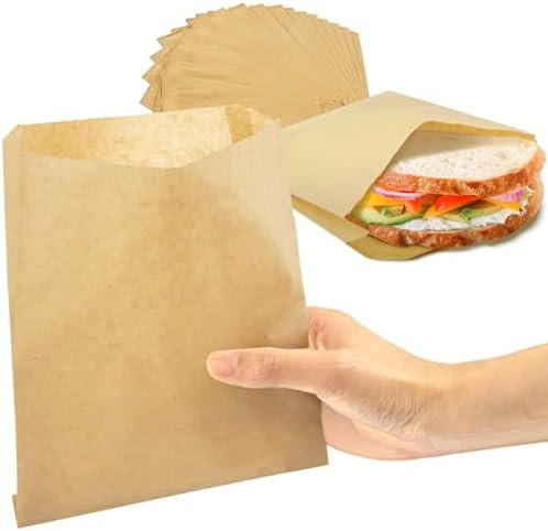 Fit Meal Prep 200 Pack Paper Sandwich Bags 7 x 6”, Greaseproof Snack Bags, Unbleached Pastry Ba... | Amazon (US)