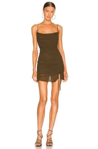 MORE TO COME Mileva Ruched Mini Dress in Olive from Revolve.com | Revolve Clothing (Global)