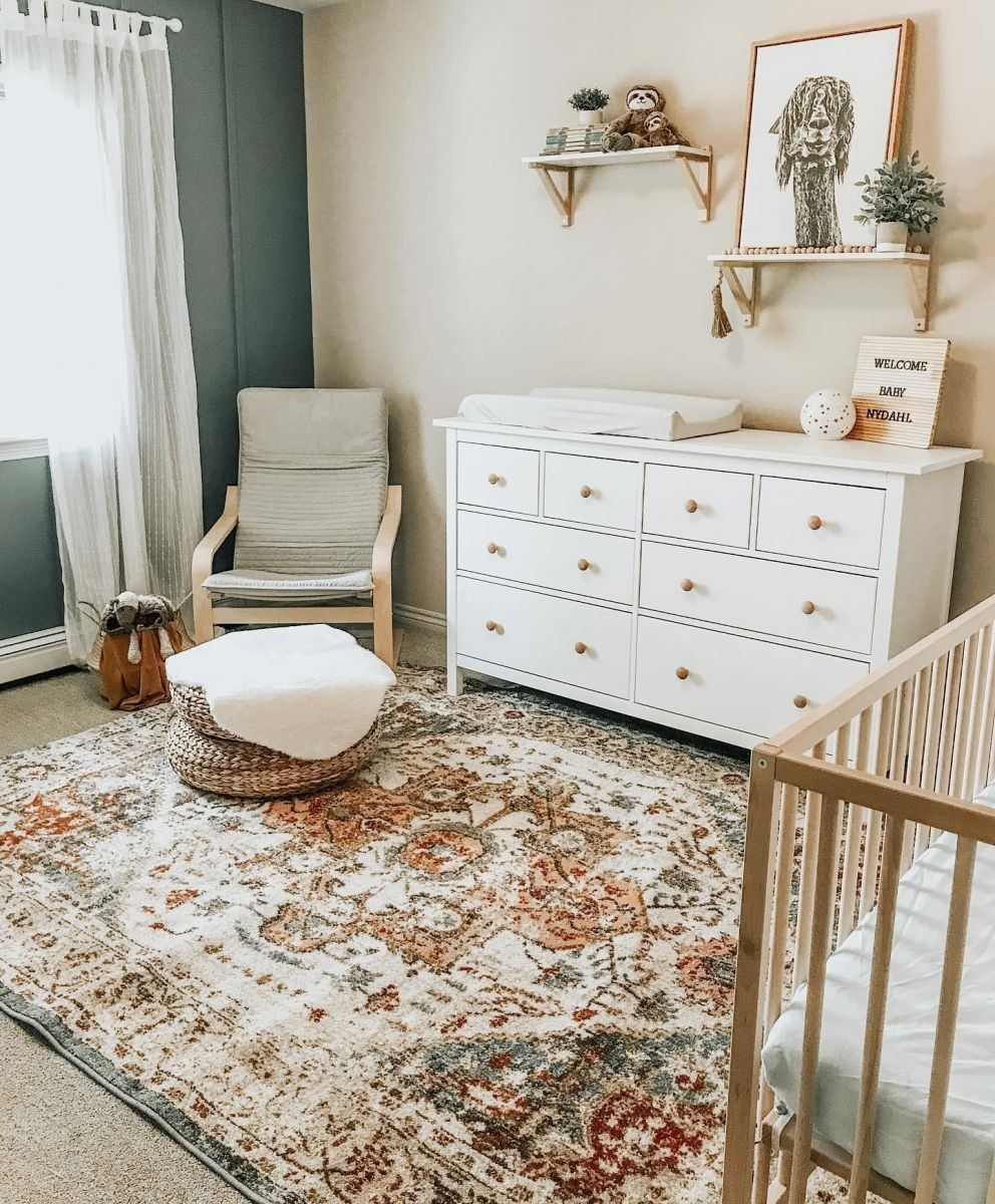 Beige Fading Herati Medallion Area Rug | Rugs USA