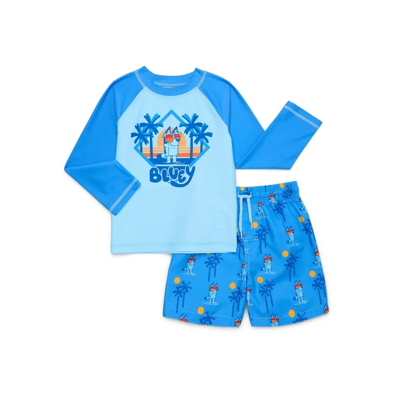 Character Toddler Boy Long- Sleeve Rash Guard and Swim Trunk Set, 2-Piece, Sizes 12M-5T | Walmart (US)