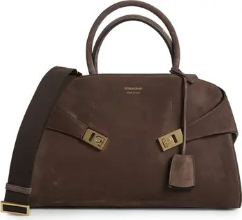 FERRAGAMO Medium Hug Suede Top Handle Bag | Nordstrom | Nordstrom