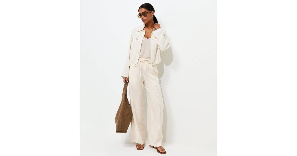 Stone Woven Wide Leg Trousers | New Look | New Look (UK)