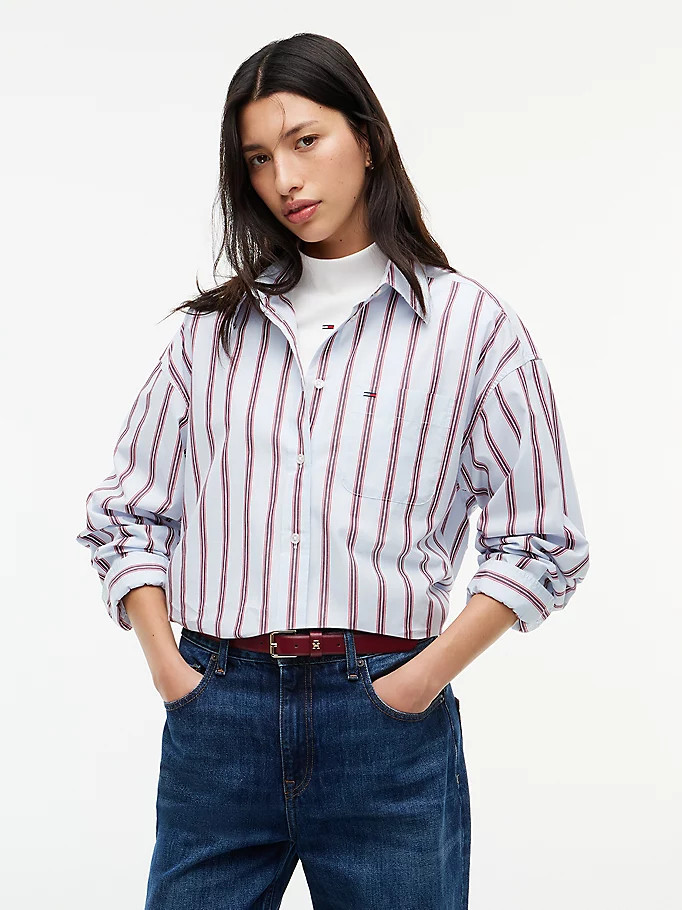 Oversized Fit Yarn Dyed Poplin Shirt | Tommy Hilfiger UK