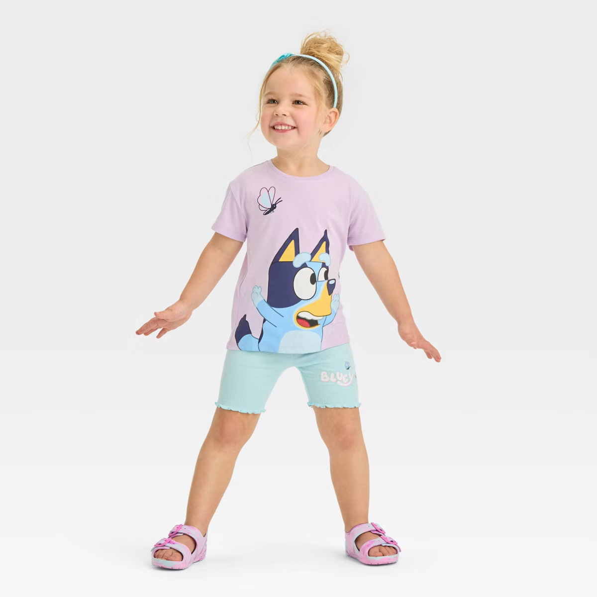 Toddler Girls' Bluey Top and Bottom Set - Blue/Lilac Purple | Target