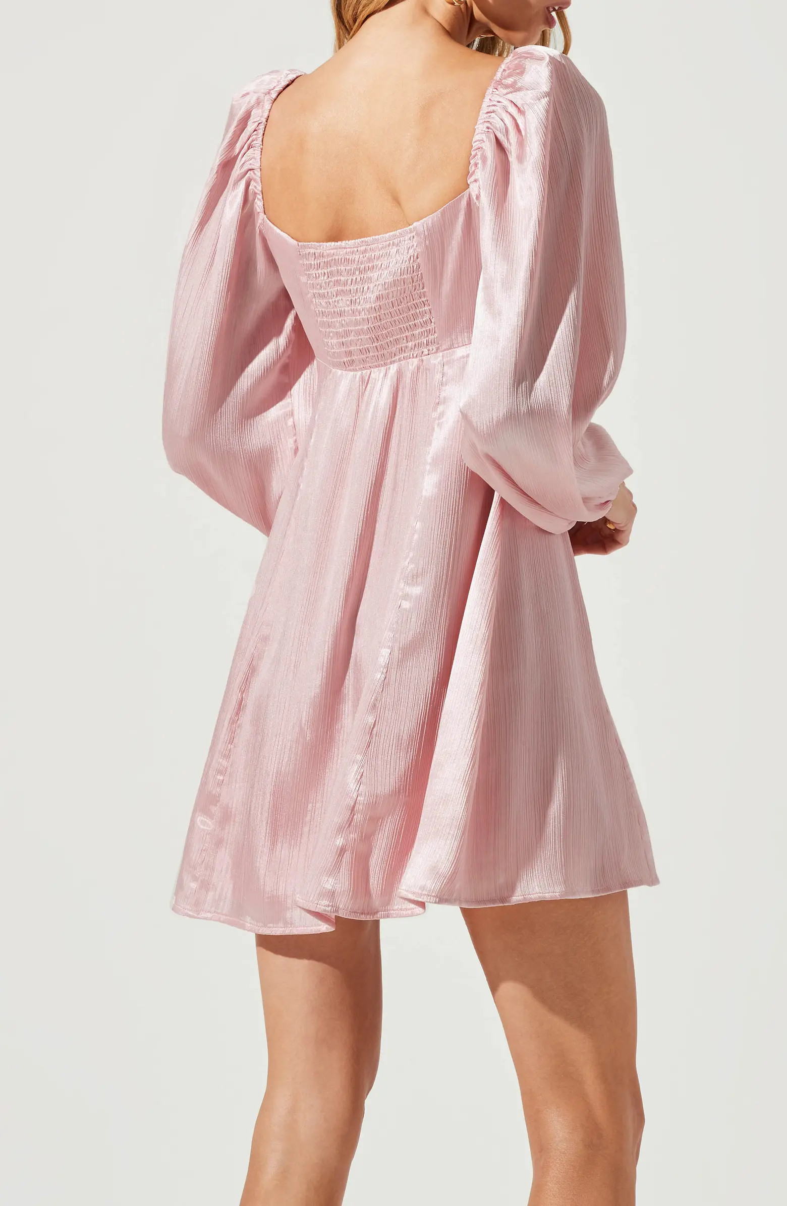 Satin Long Sleeve Minidress | Nordstrom