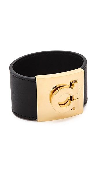 Salvatore Ferragamo Wide Gancio Cuff Bracelet - Nero | Shopbop