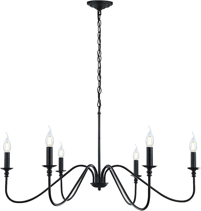 Black Chandelier,6-Light Rustic Industrial Iron Chandeliers for Dining Room Lighting Fixtures Han... | Amazon (US)