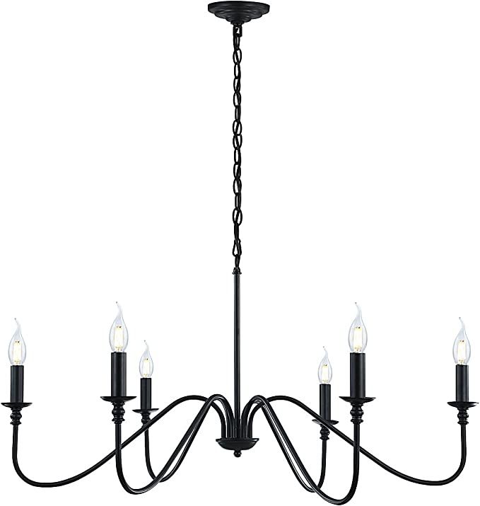 Black Chandelier,6-Light Rustic Industrial Iron Chandeliers for Dining Room Lighting Fixtures Han... | Amazon (US)