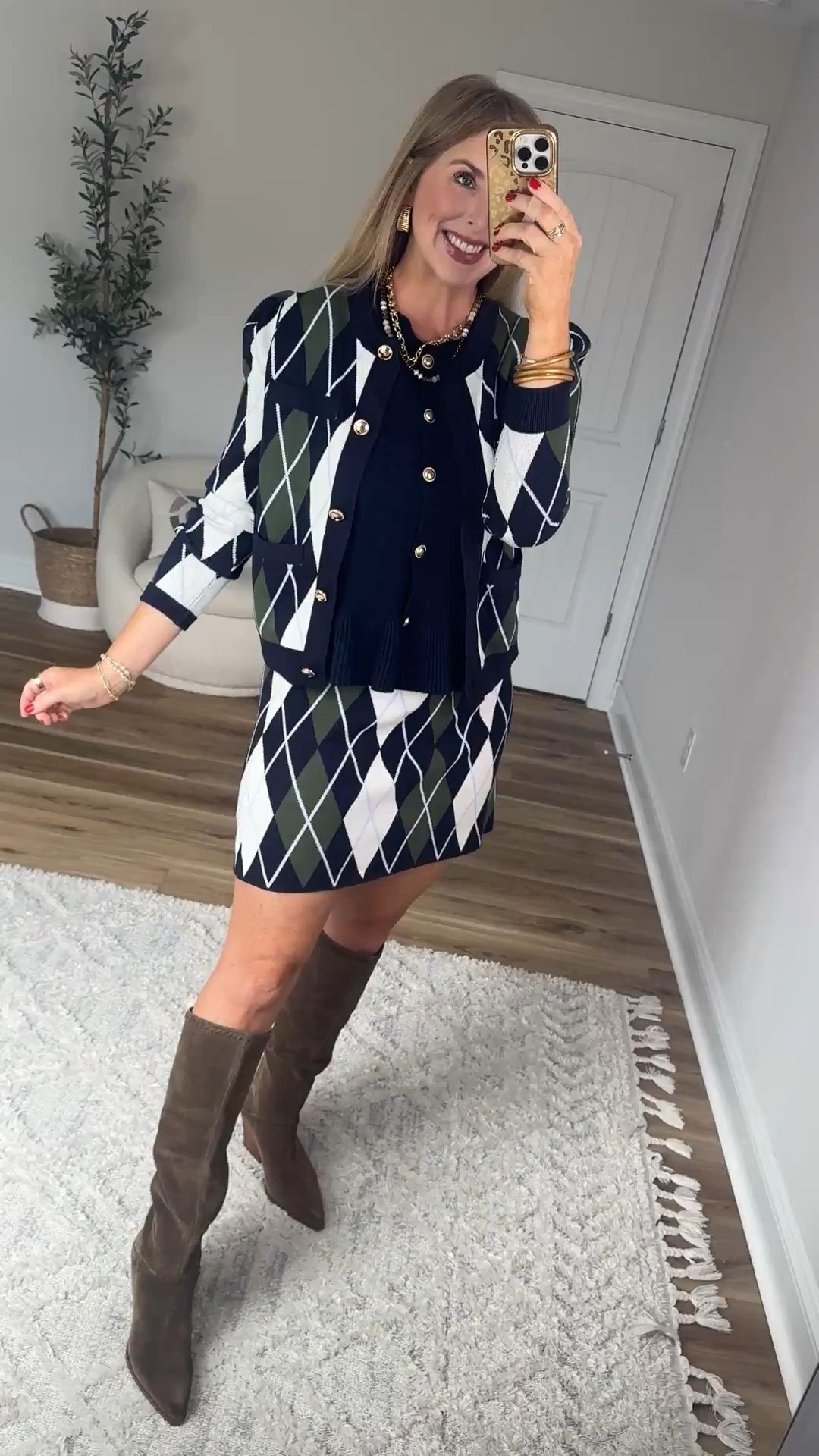 Free assembly argyle cardigan and sweater skirt outfit from Walmart!

#LTKootd