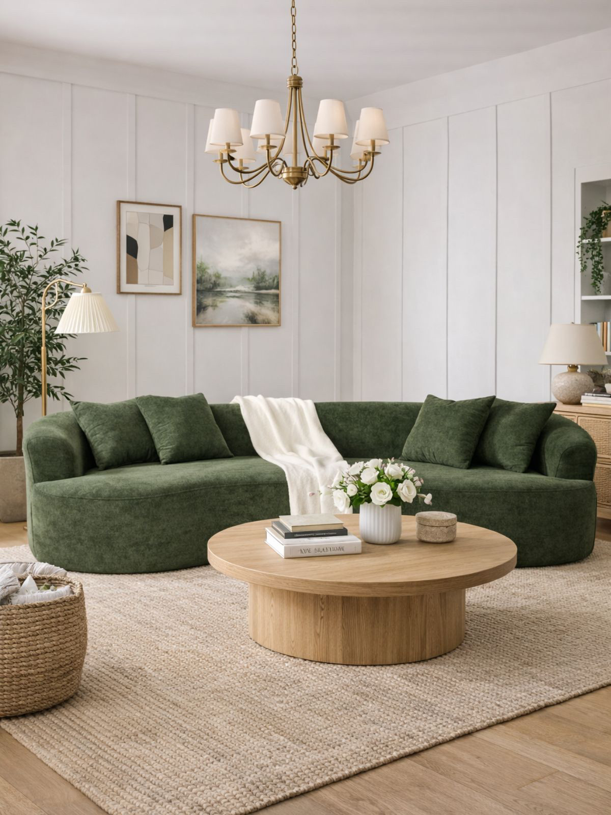 Moody green seating meets warm, classic details 💚
That curved sofa paired with a light wood coffee table, woven rug, and brass chandelier creates such an inviting, elevated feel. If you’re shopping for a statement sofa, round coffee table, area rug, or traditional lighting, I’ve linked lookalike pieces that bring this same cozy-meets-refined vibe.

#greensofa #curvedsofa #statementsofa #woodcoffeetable #roundcoffeetable #arearug #neutralrug #brasschandelier #livingroomlighting #classiclivingroom #cozydecor #livingroominspo 

 #LTKHome