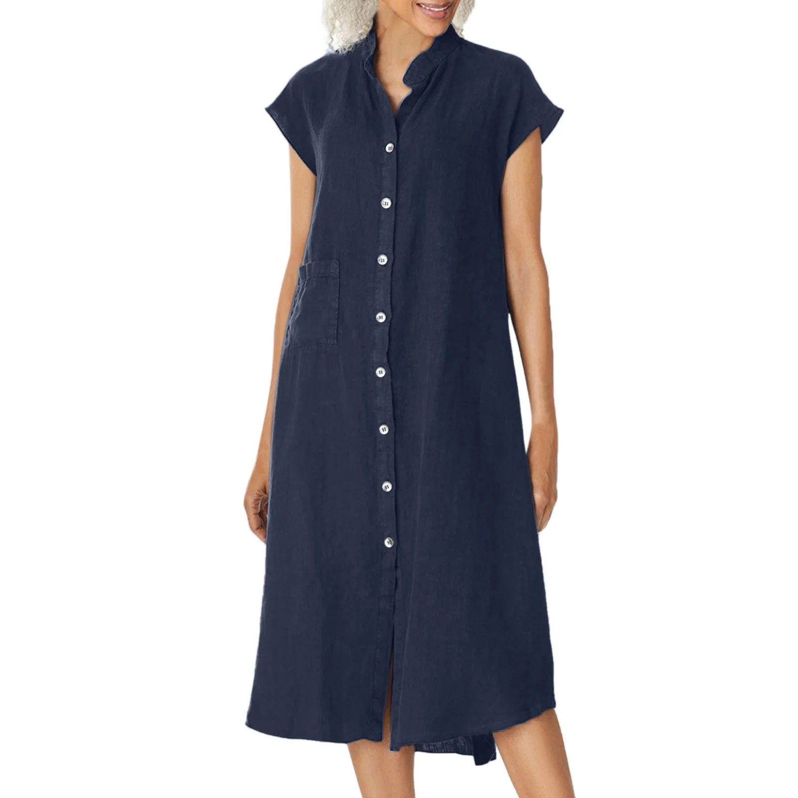 Booker Dress For Women Button Up Shirt Dress Cotton Dress Summer Long Dresses With Pockets | Walmart (US)