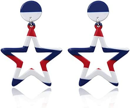 Red White Blue Patriotic Dangle Earrings Women Girls July 4th Acrylic Star Studs Earrings Jewelry... | Amazon (US)