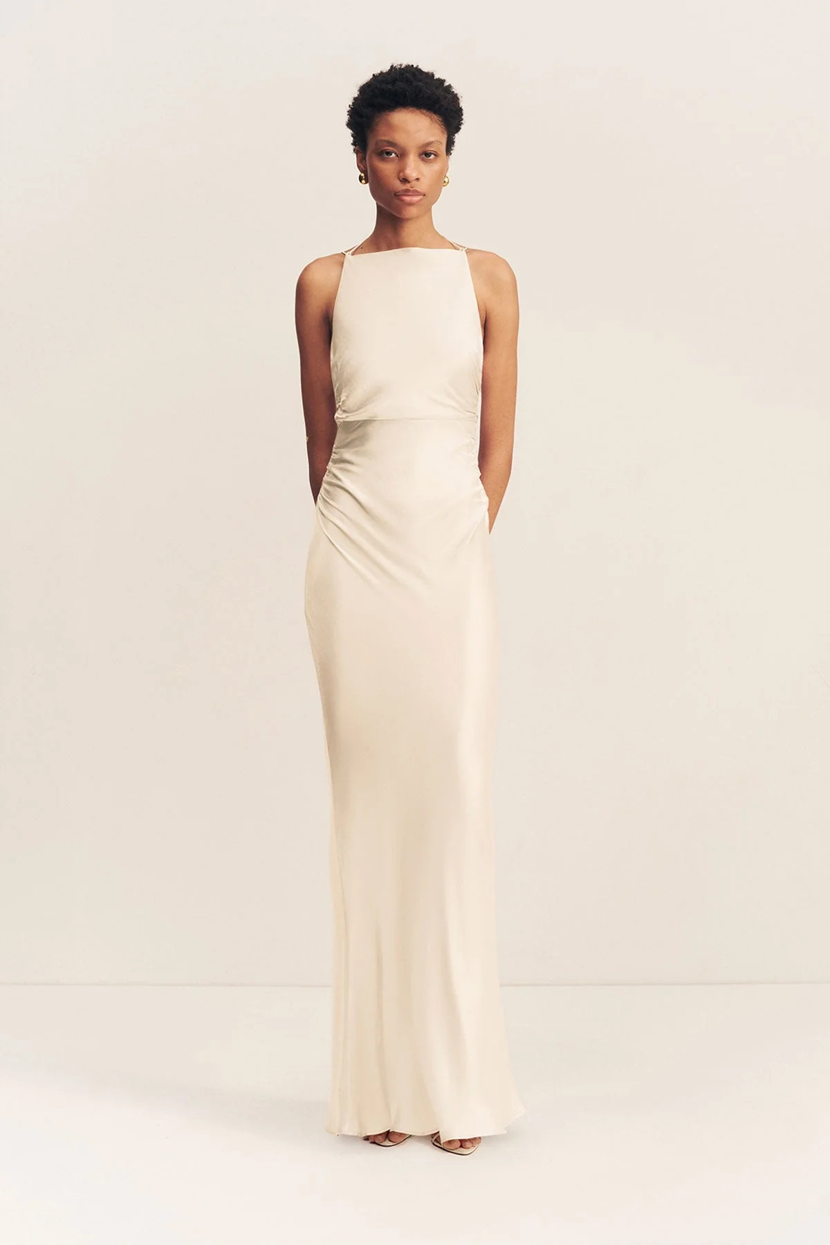 La Lune High Neck Ruched Maxi Dress | Cream | Dresses | Shona Joy | Shona Joy