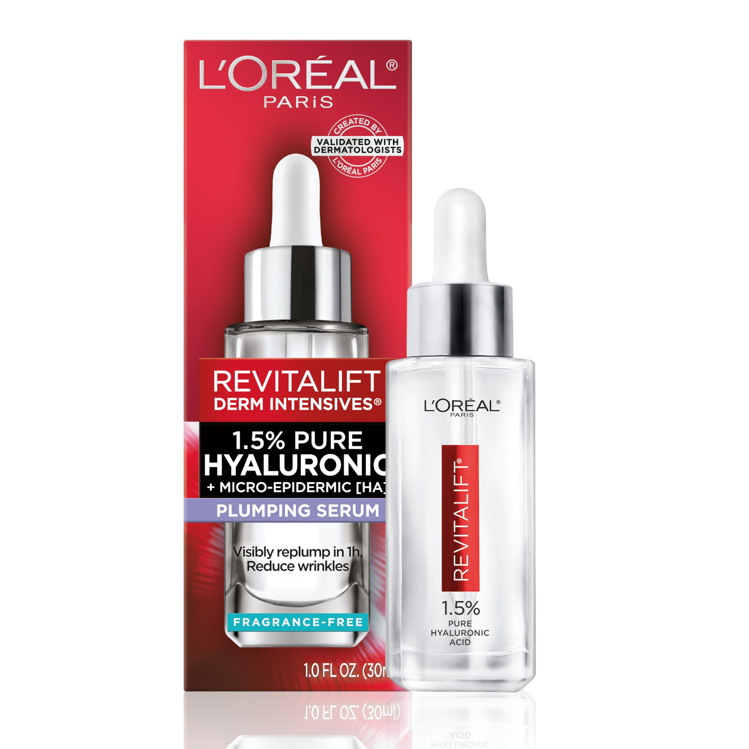 L'Oreal Paris Revitalift 1.5% Pure Hyaluronic Acid Face Serum, Hydrate & Reduce Wrinkles, Fragran... | Amazon (US)